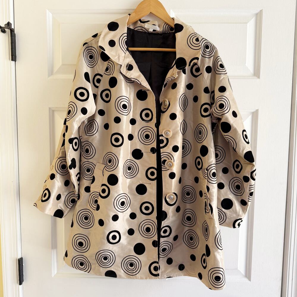 Vintage UbU Mod Design Geometric Raincoat Size Small Oversized Artsy‎ Lagenlook
